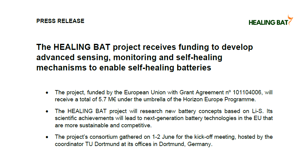 HEALING BAT press release 1